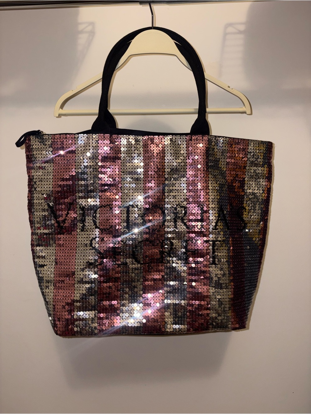 Victoria’s Secret Sequin Oversized Tote Bag | Pink & Silver Y2K Glam - Picture 8 of 12